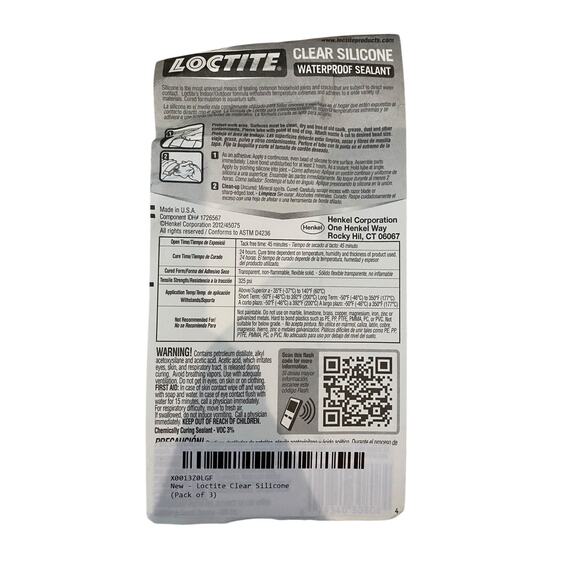 Loctite Clear Silicone Waterproof Sealant – Multi-Purpose 2.7oz Tube - Picture 2 of 2